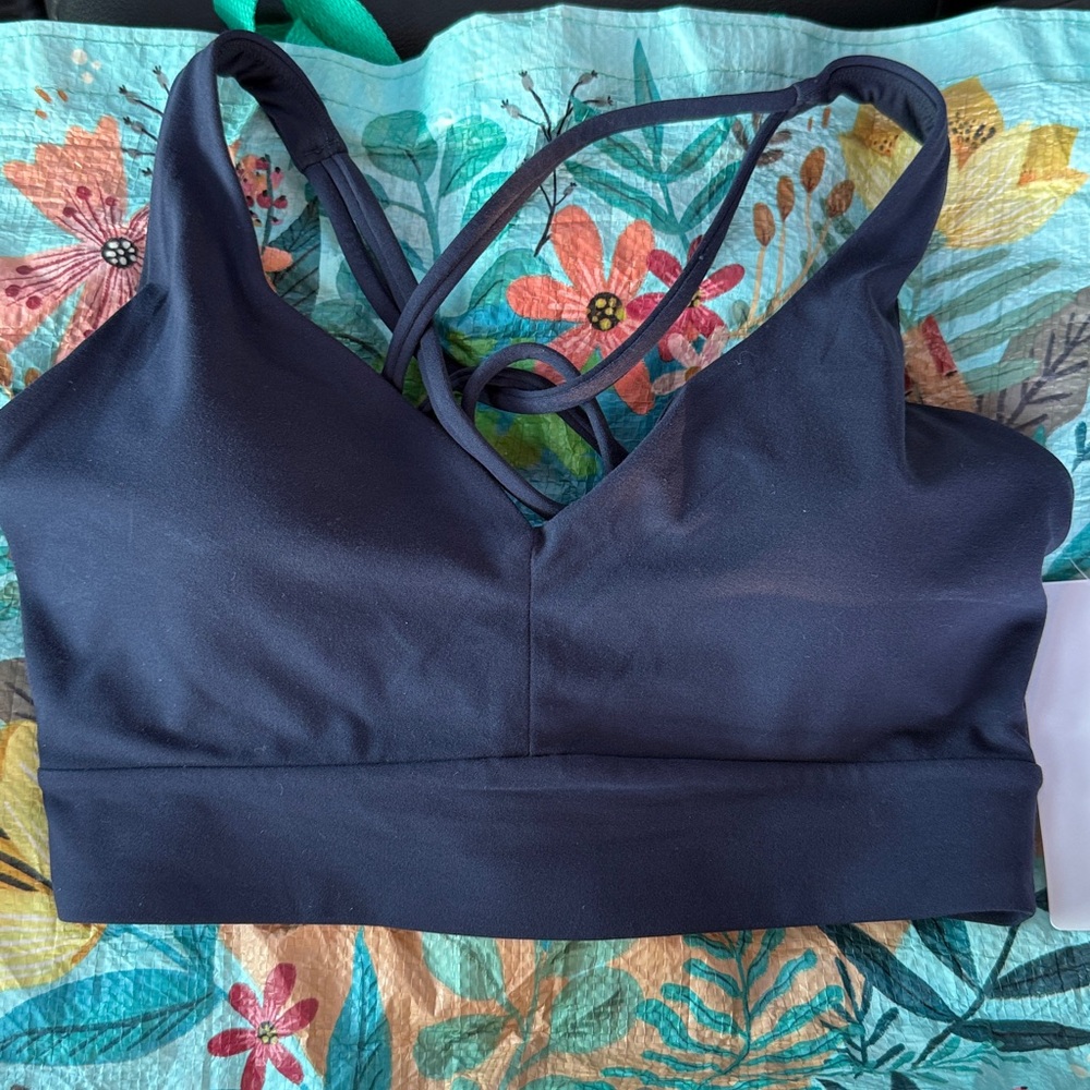 NWT Athleta Solace Bra D-DD in Powervita Navy small Blue 657431 sports bra Strap - Picture 6 of 9